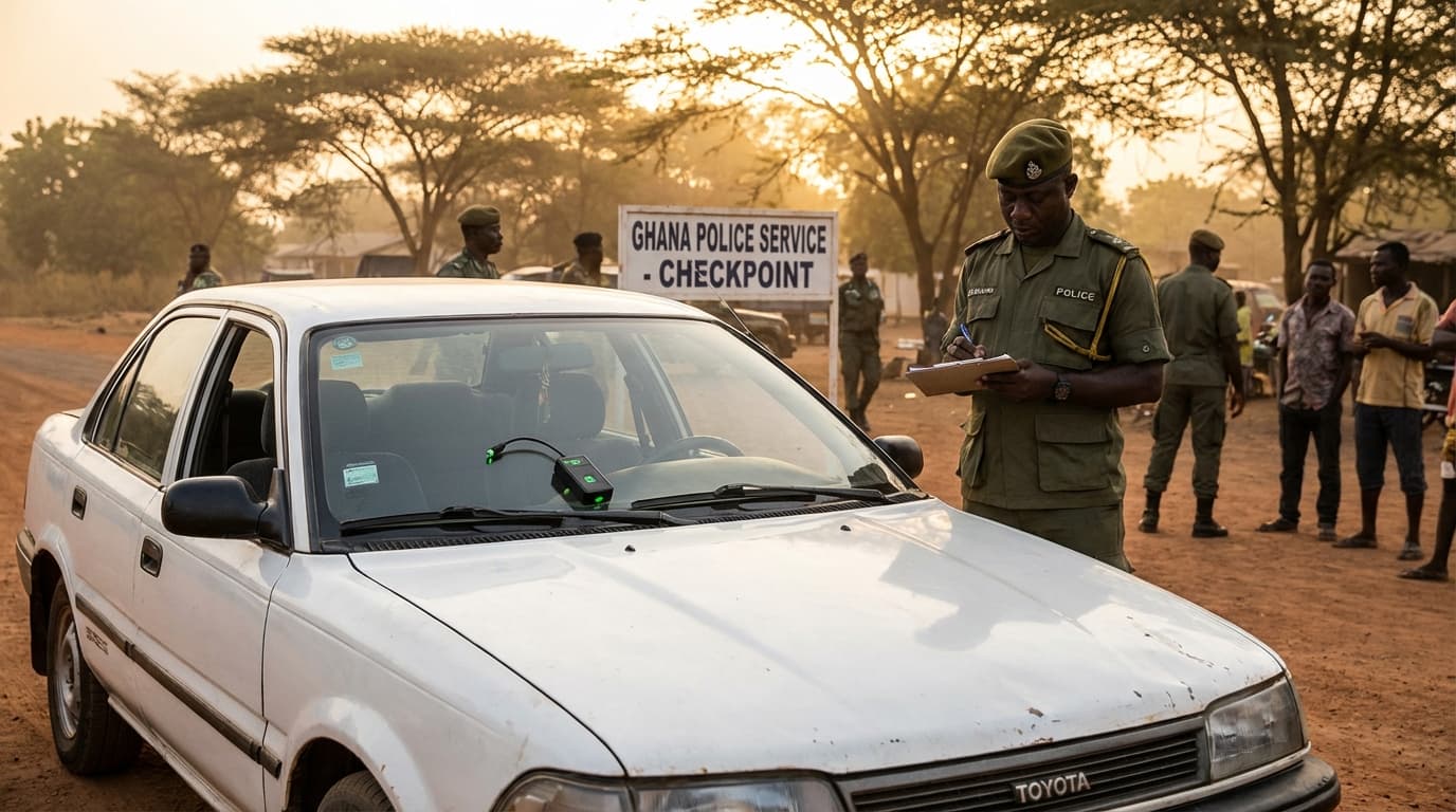 Ghana police recovering a stolen vehicle using GPS tracking technology