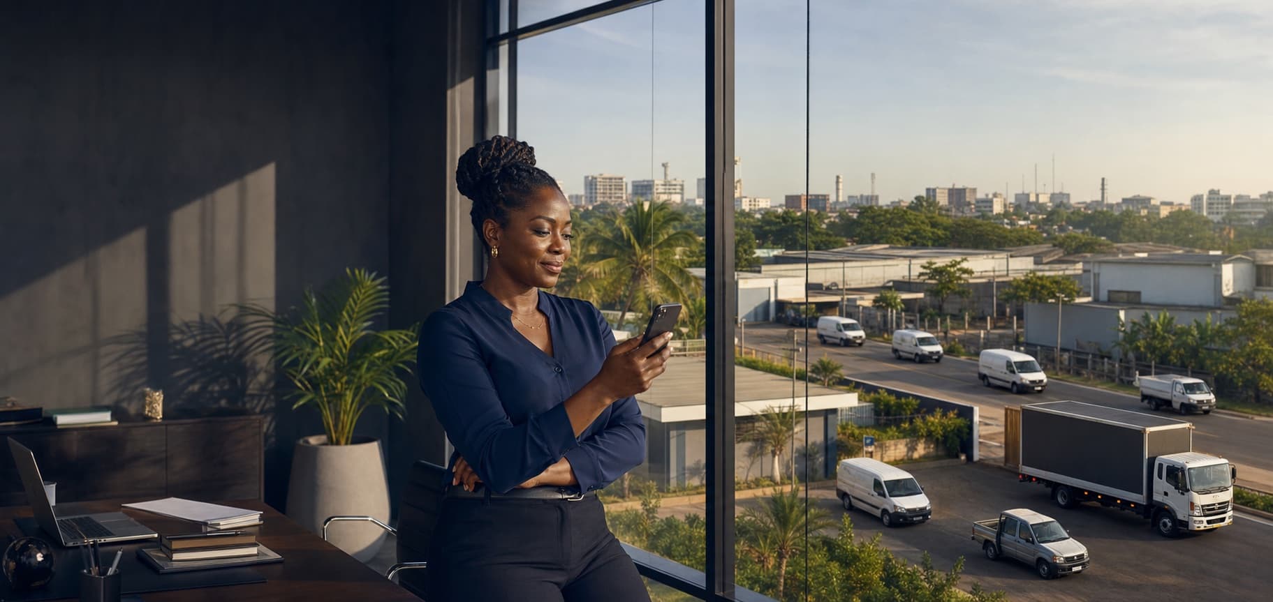 Ghanaian fleet manager using AcesTrack while her company vehicles operate in Accra